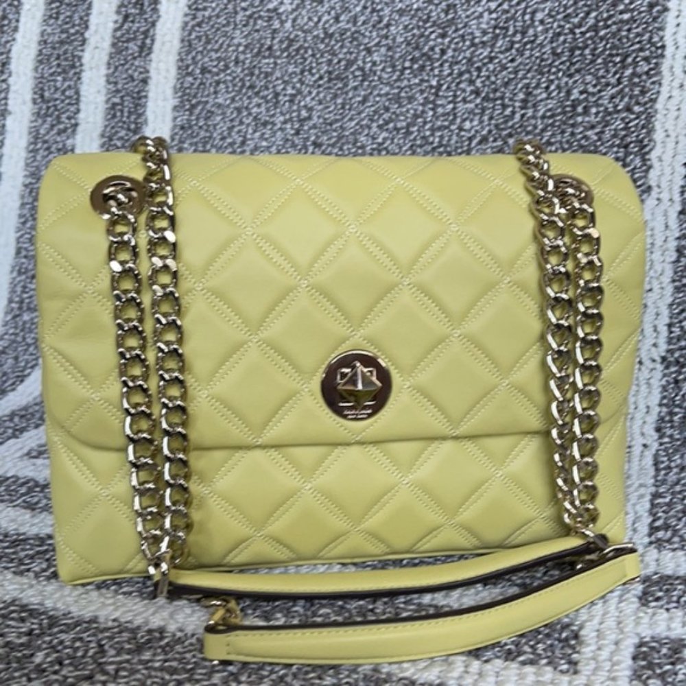 Kate Spade Natalia Smooth Leather Medium Flap Shoulder Bag Frosty Lime - Picture 7 of 16